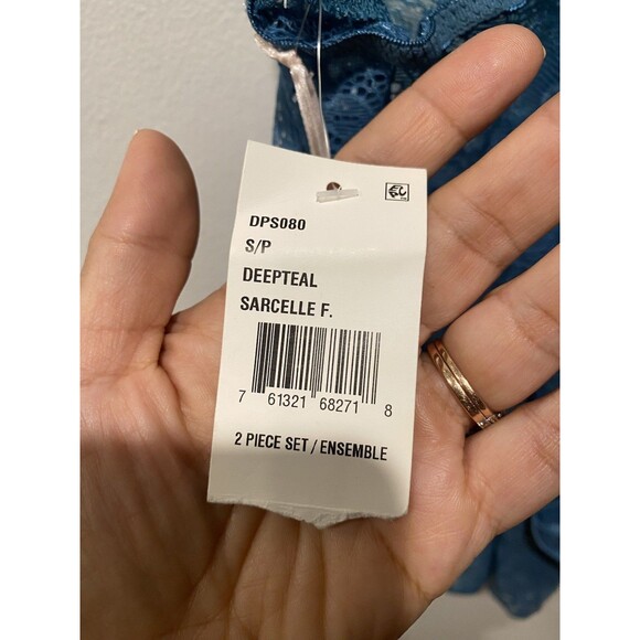 Y2K Linea Donatella Womens Lace Babydoll & Thong Lingerie Set, Deep Teal Sz S - Picture 9 of 11